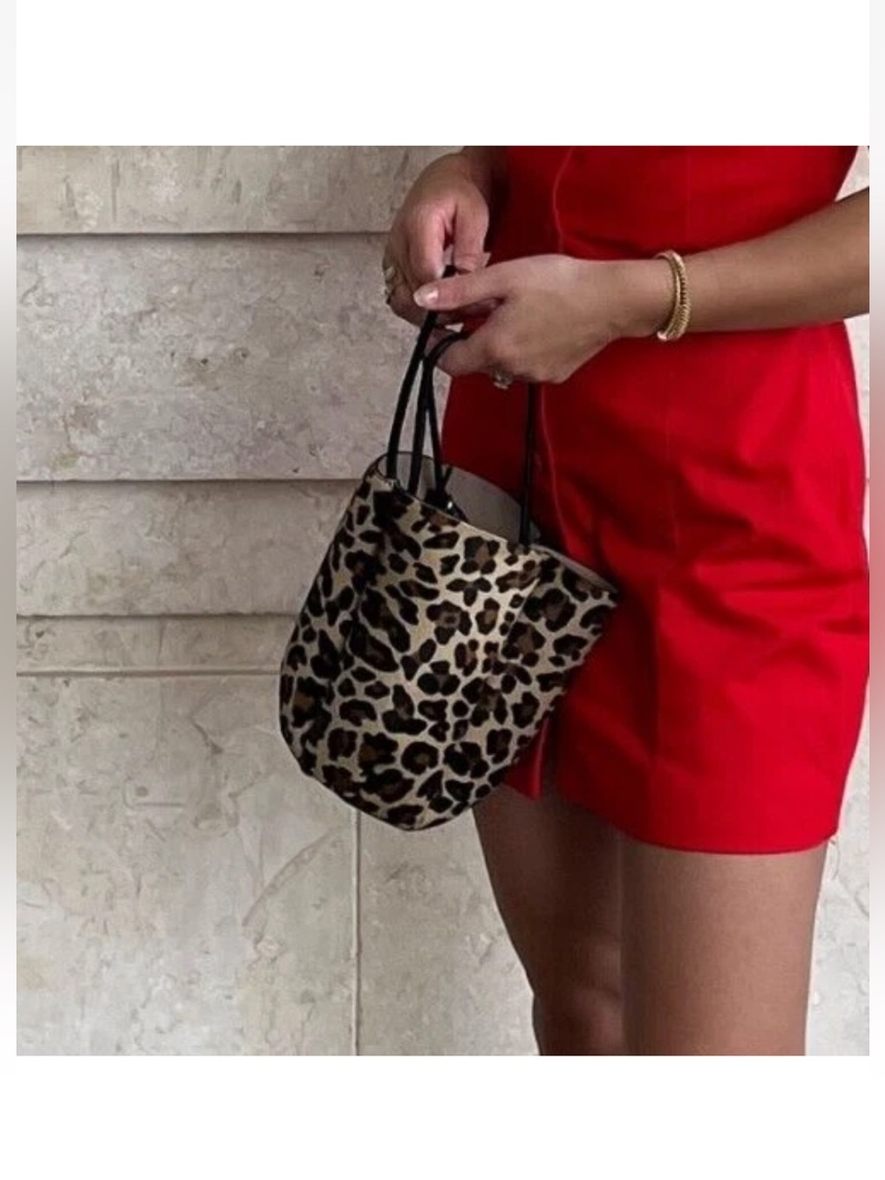 ZARA Animal Print Leather Mini Bucket Bag - Picture 5 of 13